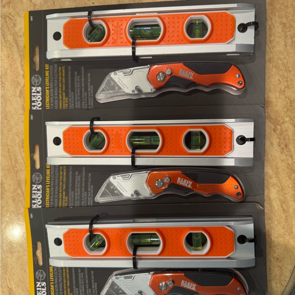 Orange Utility Knife and Level Set